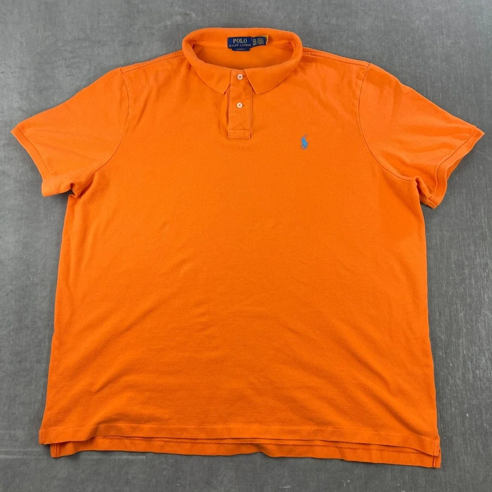 Polo Ralph Lauren Mens XXL Orange Short Sleeve Classic Fit Pique Polo Shirt